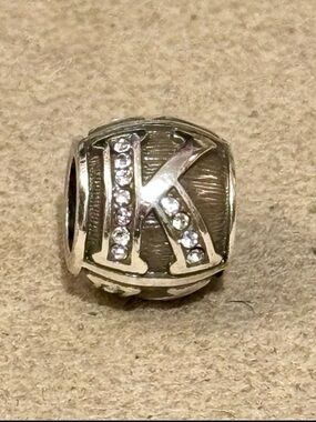 🆕Listing! Brighton Alpha Bead letter K Silver initial Crystal accents Vintage